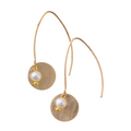 Pearl Disc Drop Earrings | Sterling Silver & 9k Gold | Freshwater Seed Pearls