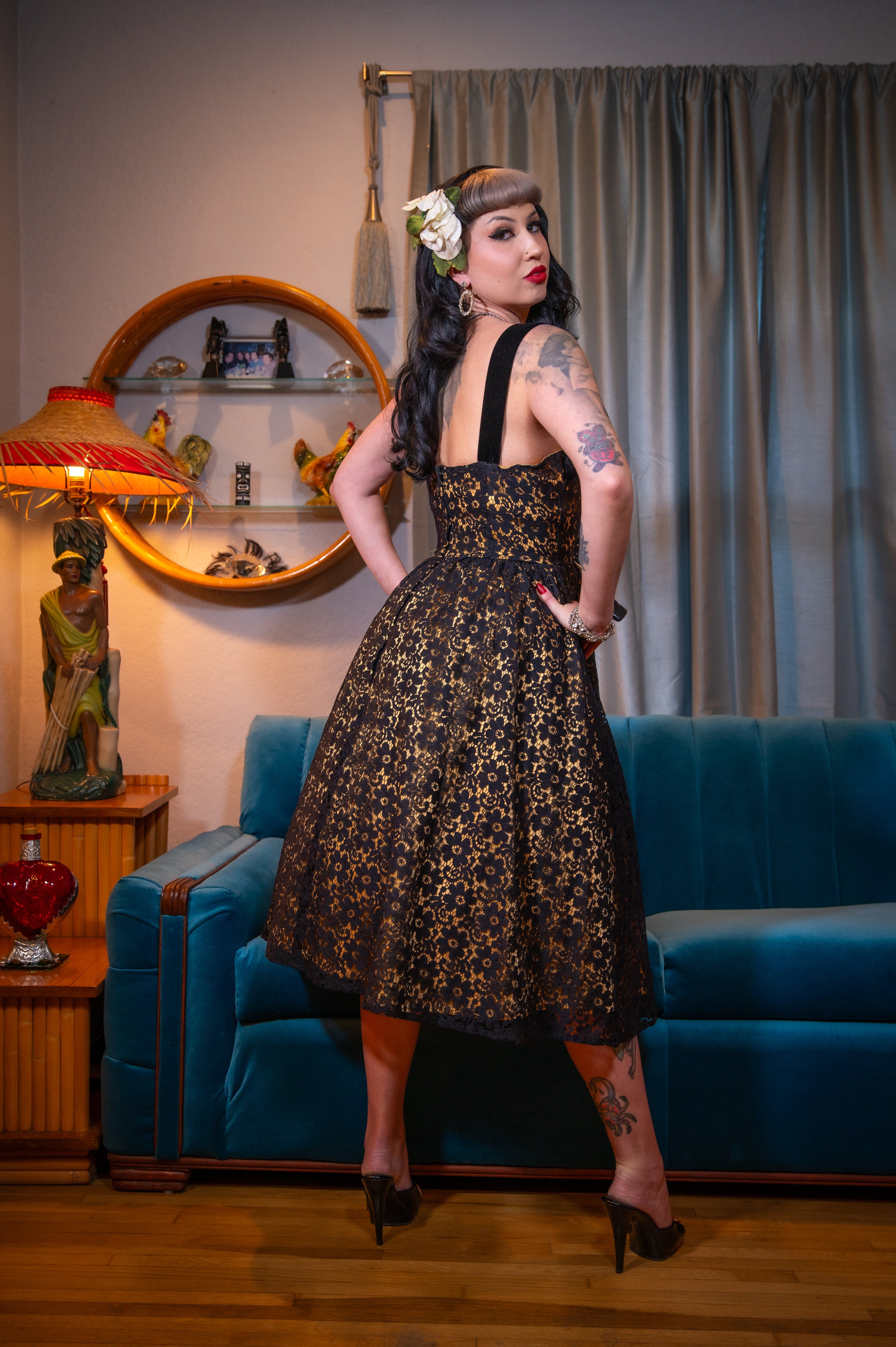 The Sweetheart Lace Dress in Black