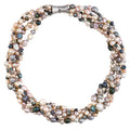 5-Strand Pearl, Crystal & Tibetan Bead Statement Necklace | 18" Multi-Strand