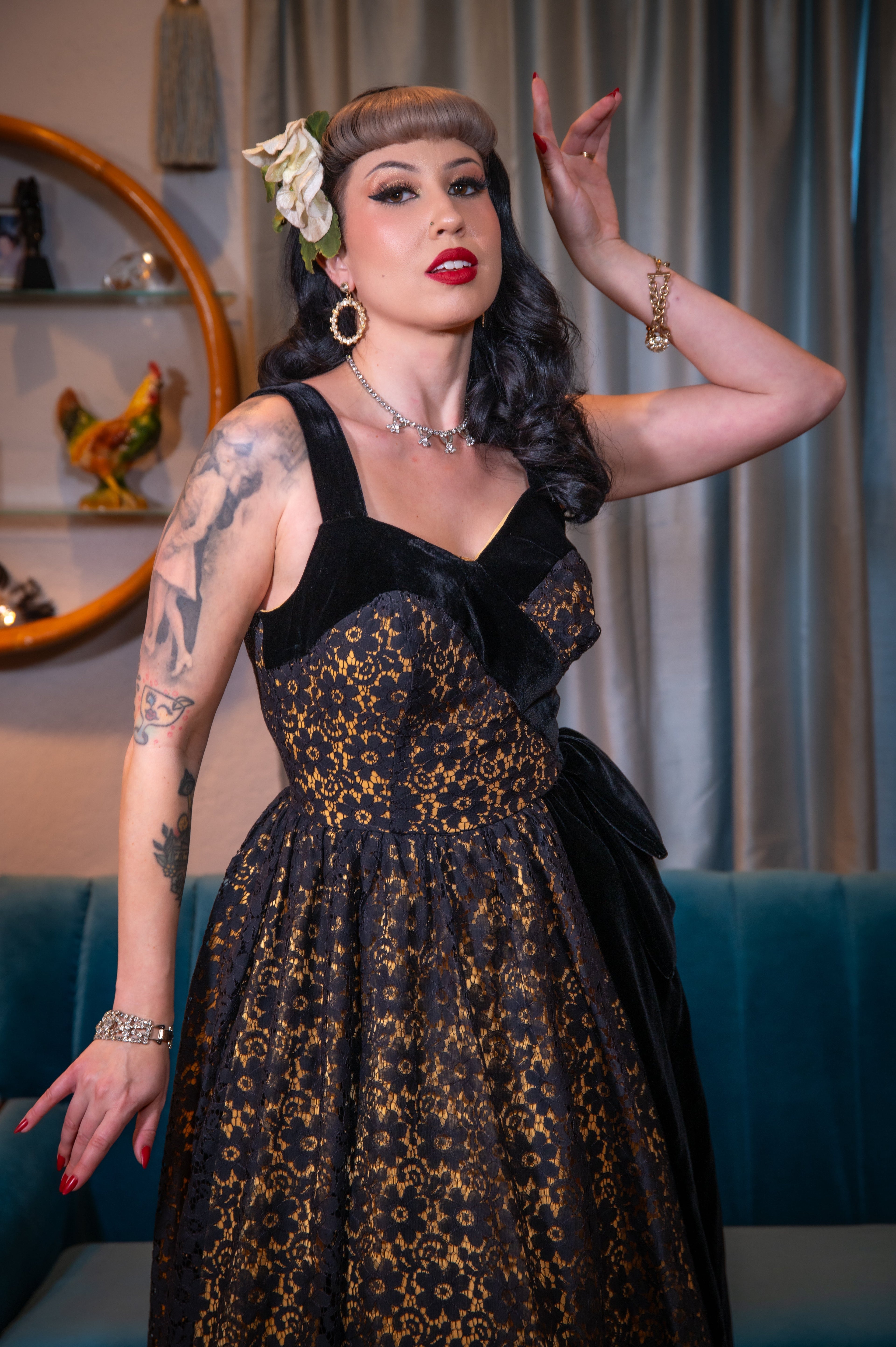 The Sweetheart Lace Dress in Black