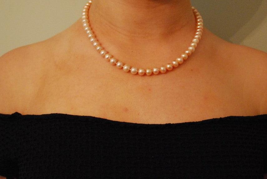 A+ Freshwater Pearl Strand Necklace | 18" Hand-Knotted | KlassyKlothes