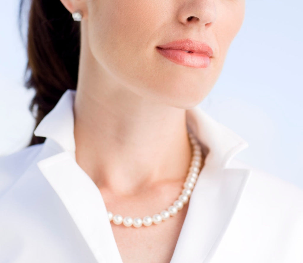 A+ Freshwater Pearl Strand Necklace | 18" Hand-Knotted | KlassyKlothes