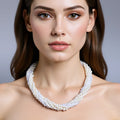Women's Multilayer Choker Necklace with Imitation Pearls Beads Chunky Collier Bijoux Fashion Jewelry Accessory