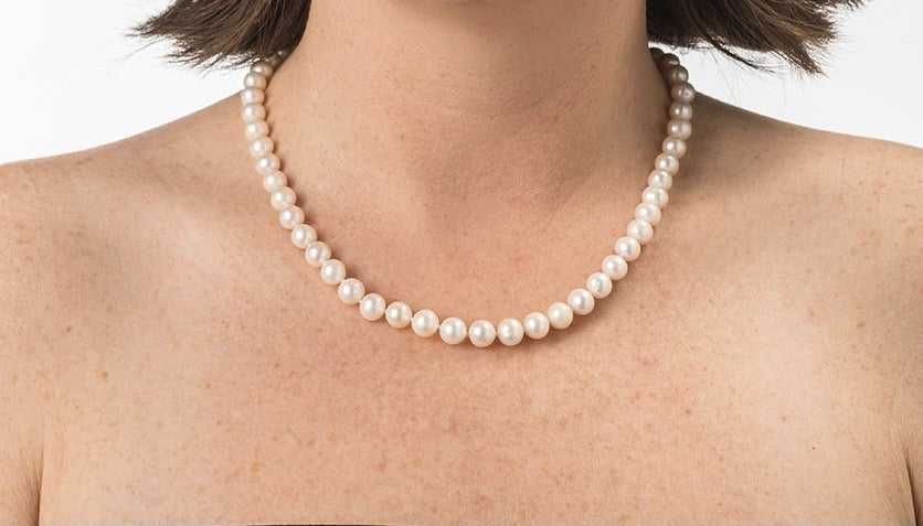 A+ Freshwater Pearl Strand Necklace | 18" Hand-Knotted | KlassyKlothes