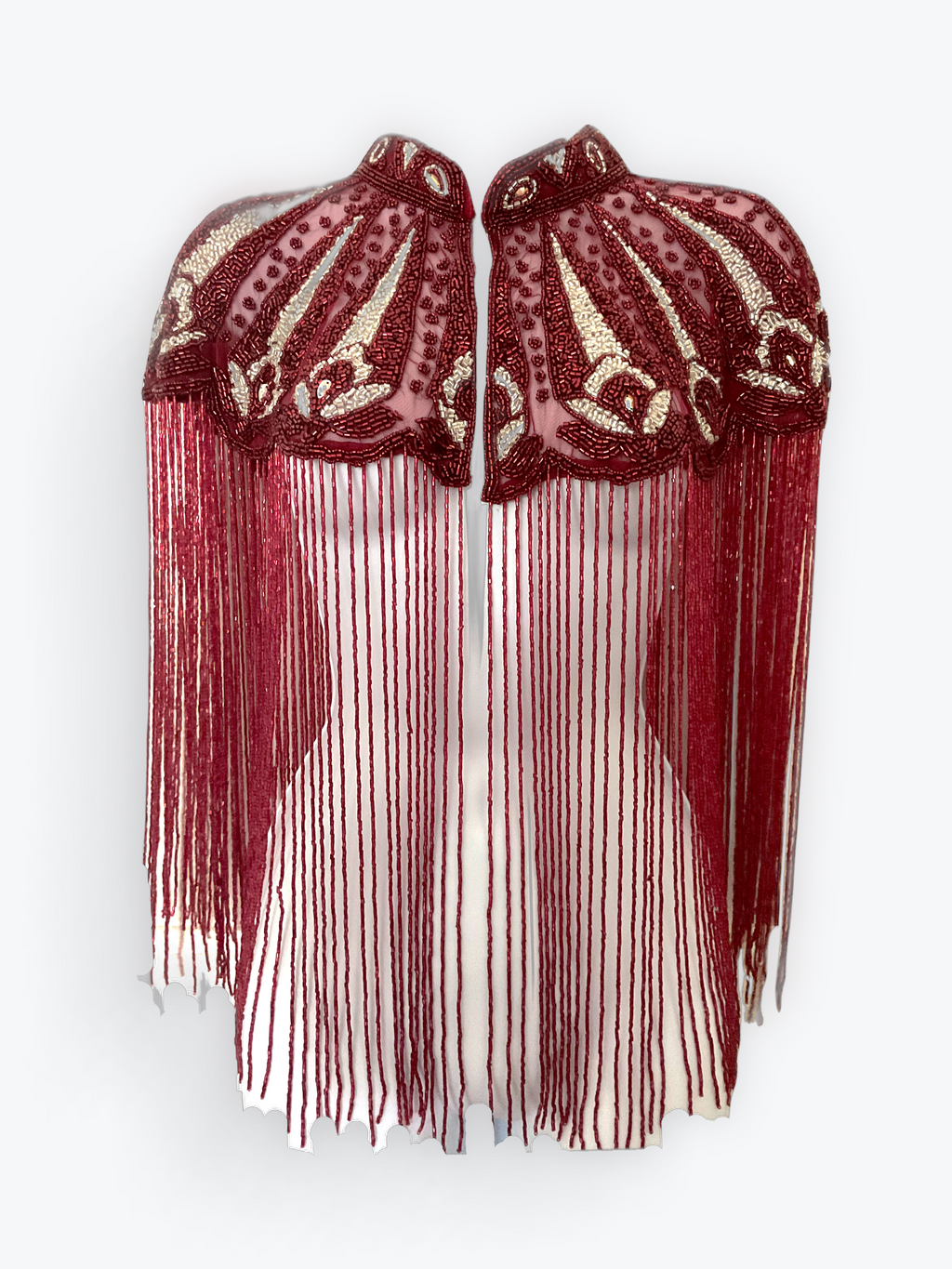 Luxurious Hand-Beaded Cape | Gold, Silver & Black with Pearl Accents | One Size