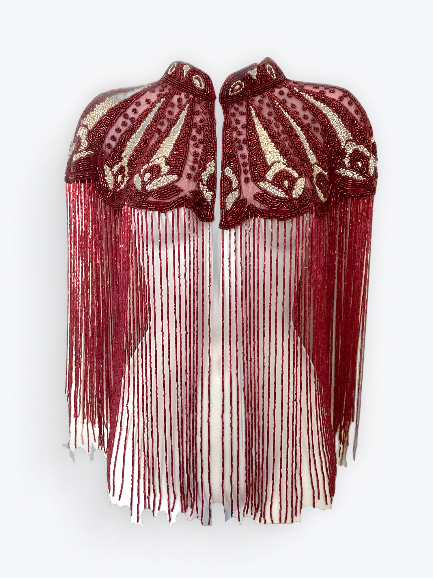 Luxurious Hand-Beaded Cape | Gold, Silver & Black with Pearl Accents | One Size